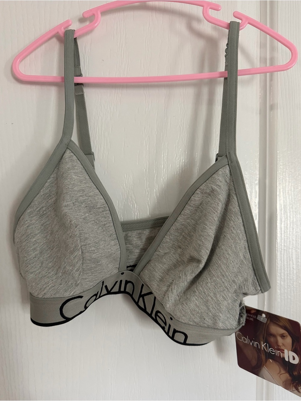 Calvin Klein Heather Gray Wireless Bralette with Logo Band